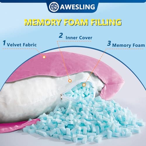 AS AWESLING Shredded Memory Foam U Shaped Maternity Pillow with Cover — view 4