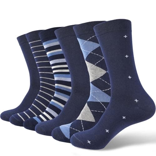 Zuimei 6 Pairs Men's Cotton Socks Business Smart Dress Crew Socks