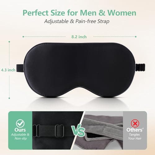 BeeVines 100% Silk Sleep Mask, Blackout Eye Masks (Black & Olive Gold) — view 6