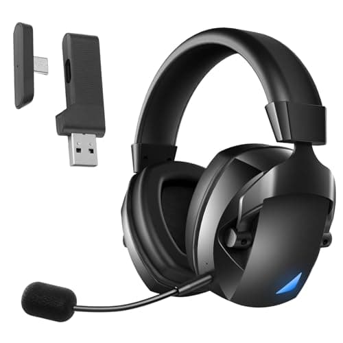 Huairdum Wireless Gaming Headset for PC Laptop Console (Black) — view 3