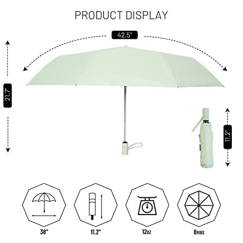 SY COMPACT Automatic Windproof Umbrellas Travel Strong Umbrella for Rain and Sun Protection Small Umbrella UV Blocking for Women and Men (Mint Green) — view 4