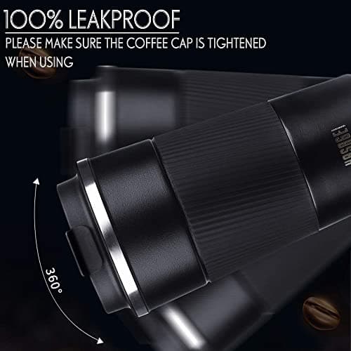 HASAGEI Travel Mug, Insulated Coffee Cup with Leakproof Lid - Vacuum Insulation Stainless Steel for Hot and Cold Water Coffee and Tea Black, 510ml — view 5