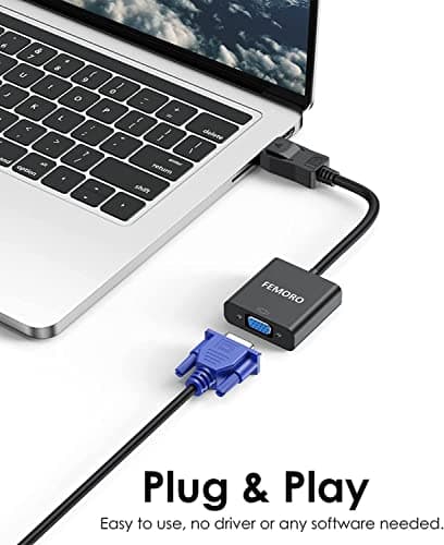 HYNNIO DP to VGA, 6 Pack Gold-Plated DisplayPort to VGA Adapter (Male to Female) for Computer, Desktop, Laptop, PC, Monitor, Projector, HDTV, Chromebook, Raspberry Pi, Roku, Xbox and More - Black — view 2