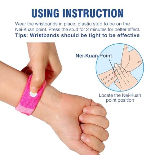 Hionfurt Travel Sickness Bands for Adults and Kids Anti Motion Sickness Wristbands for Car and Sea Sickness Anti Nausea and Pregnancy Morning Sickness Relief Wristbands - 2 Pairs Camo Blue, Camo Pink — view 3