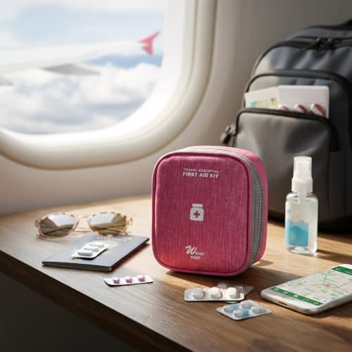 Hopzab Portable Mini Medical Bag Small First Aid Kit Compact Emergency Pouch Travel Medication Organizer Multifunctional Empty Bag for Home Office Car Camping Hiking Outdoor Use(Red) — view 4