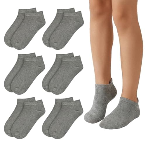 A2Z 4 Kids 6 Pack Girls Boys Plain Trainer - Socks AZ750 Grey 6 Pack 2-3