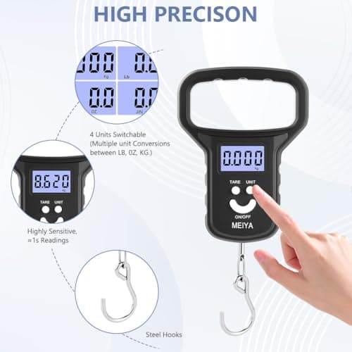 OSDUE Digital Suitcase Scale, 110lb/50kg Luggage Scale, Portable Suitcase Weighing Scales with Extra Wide Handle, Backlit LCD Display,4 Unit Conversions, 2 AAA Batteries & USB-C Charging Cable — view 4