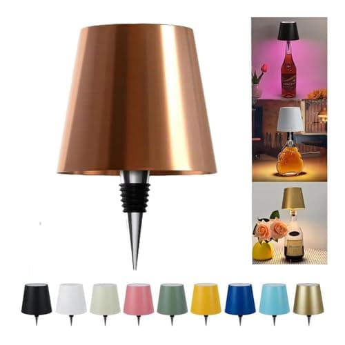 JORCEDI Wireless Bottle Lamp - Rechargeable Bottle Lights USB Rechargeable Bottle Lamp Kit, LED Bottle Lamp Wine Bottle Lamp Touch Dimmable Lamp for Bottle (Rose Gold,3 Color)