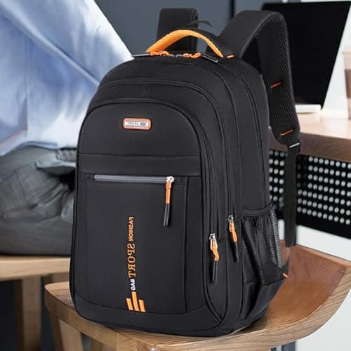Harilla Laptop Backpack Nylon Multifunctional Daypack for Overnight Weekender Business, Orange — view 6