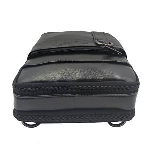 Xieben Vintage Leather Shoulder Messenger Bag for Men Travel Business Small Crossbody Pack Wallet Phone Pouch Purse Bag Black — view 5
