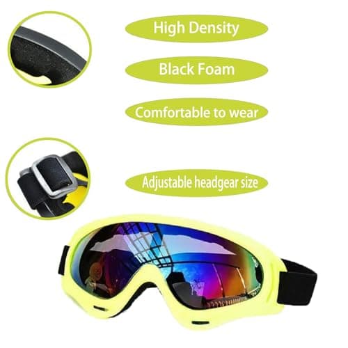 Ski Goggles Men Women, UV400 Anti-Fog Windproof Snow Glasses (Yellow) — view 5