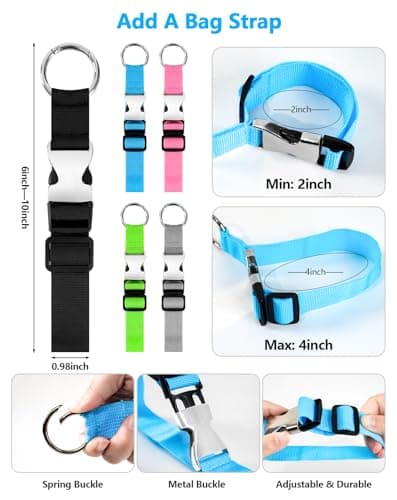 BILIONE 2Pcs Luggage Straps for Suitcases with Add A Bag Strap, 75" Long Adjustable Luggage Identifiers Nylon Travel Belt TSA Approved (Green) — view 5