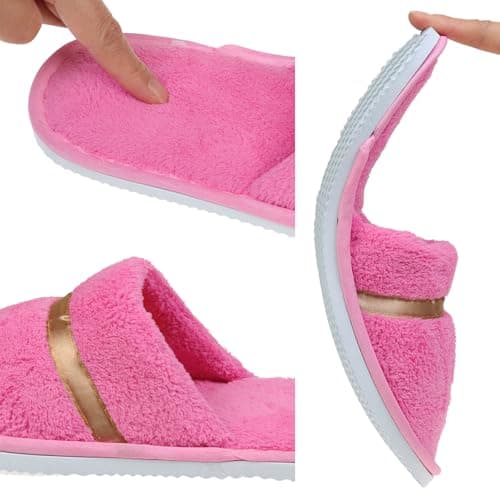 JK Home 4 Pairs Coral Fleece Closed Toe Disposable Non-Slip Washable — view 3