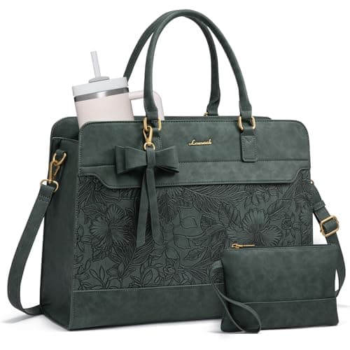 LOVEVOOK Laptop Handbags for Women, 17.3 Inch Ladies Work Bags Large Tote Bags with Compartments, PU Leather Womens Handbag Shoulder Bag for Office School Teacher Shopping Business