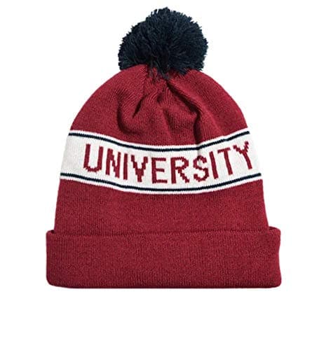 OUB102 Official Oxford University™ Pom Pom Beanie Hat Maroon | Unisex Woolly Winter Hat | Licensed Oxford Crest Embroidery | One Size Fits All — view 5
