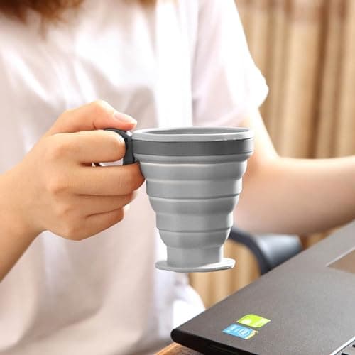 Collapsible Camping Cup, Silicone Foldable Travel Cup, Portable Leak Proof Drinking Cup, Expandable Sport Bottle for Outdoor Camping Travel and Hiking, Reusable Silicone Cup — view 2