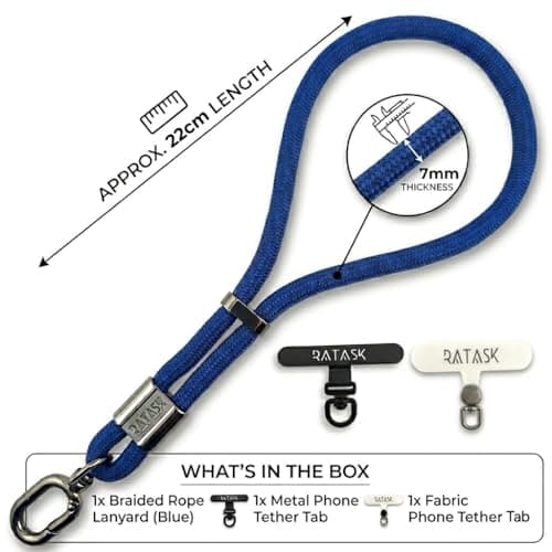 RATASK Upgraded Adjustable Wrist Strap Lanyard, Rope Lanyard Wrist Strap for Mobile Phones, Cameras, Keyring,Phone Accessory Pendant (Navy) — view 4