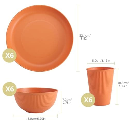 Anbte 18pcs Unbreakable Plastic Dinner Set for 6 - Stackable BPA-Free Plates & Bowls for Camping, Microwave Safe & Dishwasher Safe, Outdoor Picnic Party BBQ Tableware Reusable — view 2