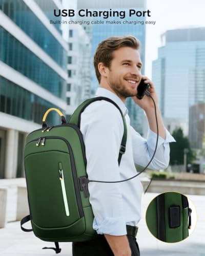 Lekespring Laptop Backpack for Men, 15.6 Inch Slim Business Travel Rucksack — view 5