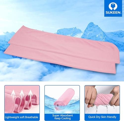 Sukeen 4 Pack Cooling Towel (40''x12'') Sweat，Quick-Drying Neck Cooling Wraps，Soft & Breathable Chilly Sports Towel Yoga，Sport，Running，Cooking，Macaron Pink/Macaron Blue/Lavender/Mint Green，4pcs — view 2