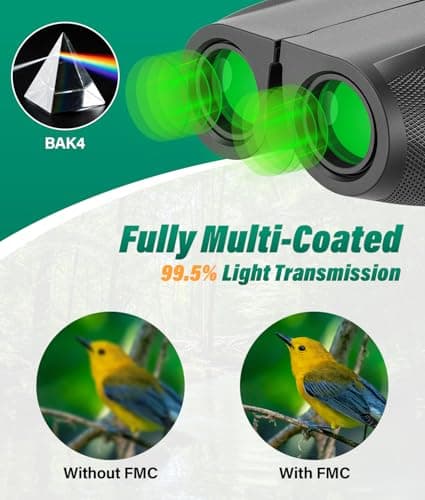 PAHTTO 12 x 25 Compact Binoculars Portable, Mini Binoculars Small Low Light Clear Foldable Pocket Binoculars - Ideal for Sports Games Bird Watching Travel Hunting Concerts — view 4