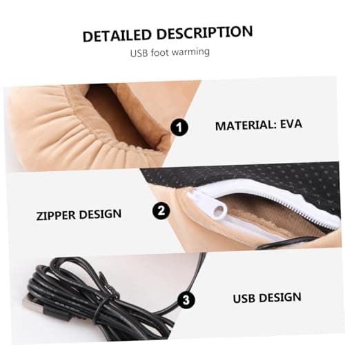 USB Foot Warmer One Size Eva Heating Shoes for Home Travel — view 6
