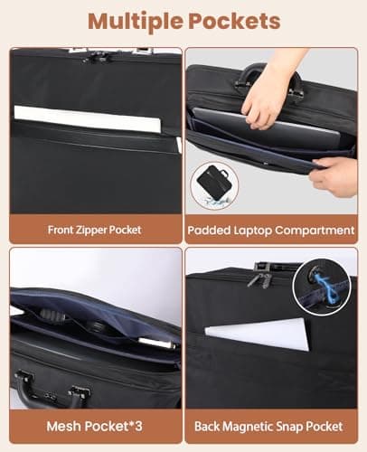 Jetviivid Briefcase for Men, 15.6~16 Inch Laptop Bag Work Bag, Lightweight Attache Case with Shoulder Strap, Computer Bag for Office Business Travel Meeting College — view 5