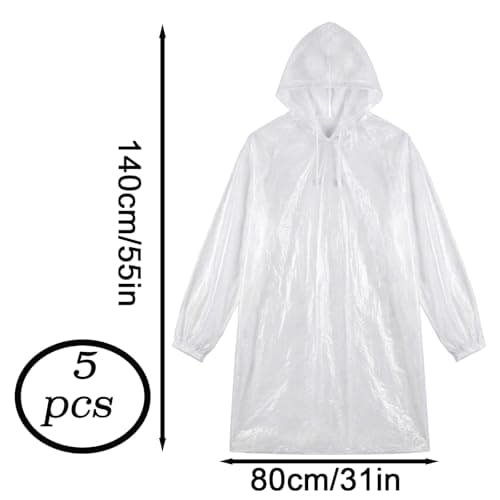YESAH 5 Pack Disposable Rain Ponchos,Waterproof Raincoats for Adult — view 4