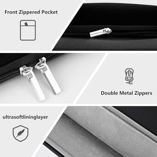 MicaYoung 15 Inch Laptop Sleeve Shockproof Cover with Pocket for 15 Inch MacBook Air M3 M2 Pro A1707 A1990 Samsung Notebook 9 Pen Pro Surface Laptop 3 4 15", Black — view 3