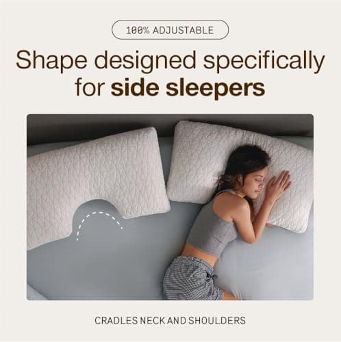 Coop Home Goods Original Cut-Out Adjustable Pillow, Queen Size Bed Pillows for Neck & Head Support, Memory Foam Pillows - Medium Firm for Side Sleeper, CertiPUR-US/GREENGUARD Gold — view 4