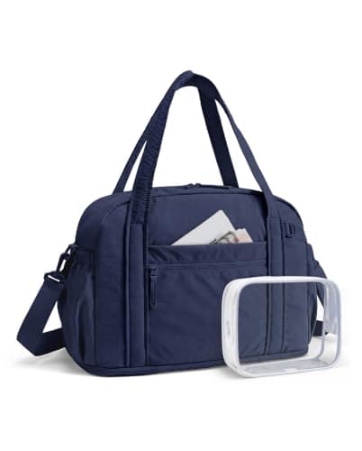 BAGSMART Gym Bag Women, 24L Weekend Bags Duffel with Toiletry Bag, Blue