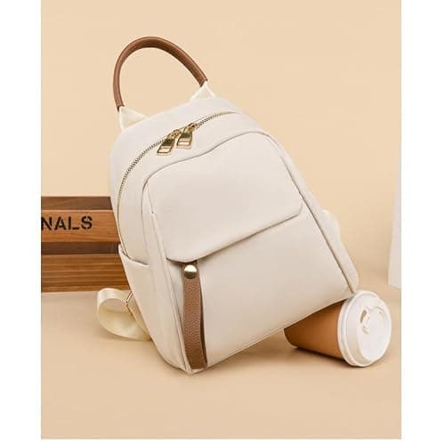 FUNSEED Mini Backpack for Women, Casual Lightweight Oxford Cloth Shoulder Bag for Daily Use, White, S, Fashion — view 5