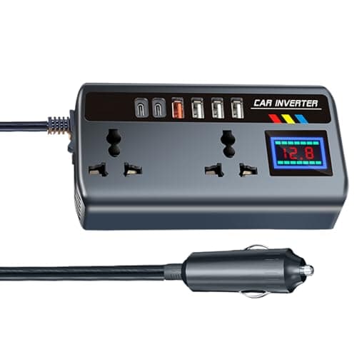 Vehicle Powers Inverter | Inverter Car Converter To Outlet Plug | 12V To 240V Interchangeable | 2 Sockets Output 3 USB Ports Outlet | 12V/24V 220V Outlet Adapter For Laptop Camping Road Trip