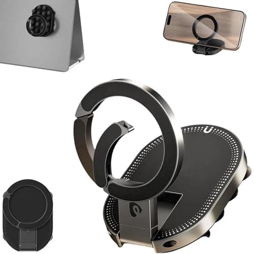 3-in-1 Suction Magnetic Phone Holder, Foldable & 360° Rotatable Phone Holder, Strong Magnetic Car Holders with 18 Micro Suction Cups, Universal Portable Phones Stand for Gym,Kitchen