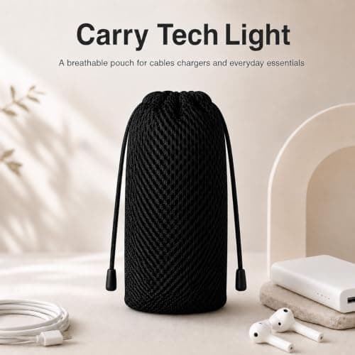 3Pcs 18x9cm Drawstring Mesh Bags, Breathable Nylon Pouches for Electronics — view 6