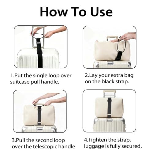 2 PCS Luggage Connector Straps for Suitcases, Adjustable Elastic Luggage Straps for Suitcases to Connect 2 Suitcases, Portable Travel Suitcase Strap Accessory (Black) — view 3