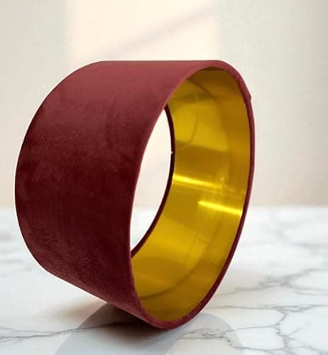 Plush Velvet Lampshade for Ceiling Shade, Table, Floor Lampshade with Brushed Gold Lining Handmade in The UK. (Burgundy, Diameter 25 x 20cm Height) — view 2