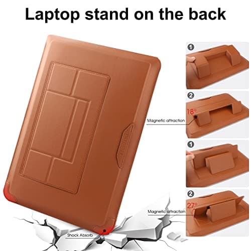 HoYiXi 15 16 Inch Laptop Sleeve Case Leather Bag for MacBook Pro 16 2021 & 2019/ASUS Vivobook 15/HUAWEI MateBook D15/HP 15.6" PC/MacBook Pro 15/Surface Laptop 3/Dell Inspiron 15/Lenovo IdeaPad, Brown — view 3