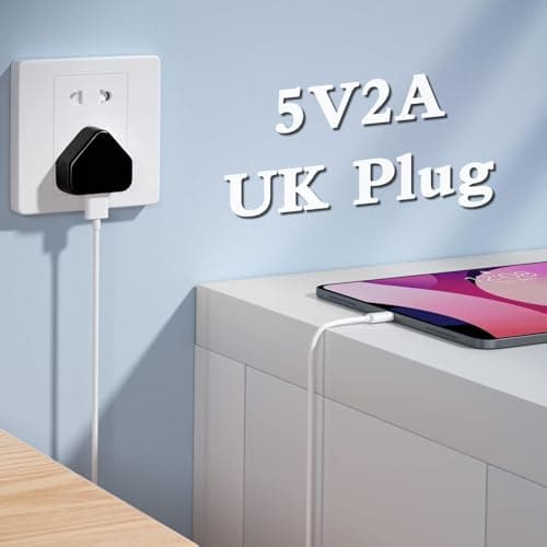 5V 2A usb plug uk Wall Charger Power Supply 5V2A Charging Block 10W USB Charger Block 5 volt 2amp(2000mA) Adapter Plug UK for Small Appliances Such as Small Table Lamps/Kids Electric Toys/Smartwatch — view 4