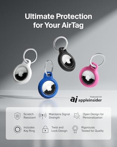 Belkin AirTag Case with Key Ring (Secure Holder Protective Cover for Air Tag with Scratch Resistance Accessory) – 2-pack, Black — view 2