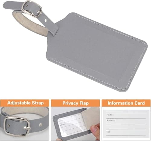 Nazeauf 2pcs Leather Suitcase Tags - PU Leather Luggage Tags for Suitcases, with Privacy Protection Cover, Preventing Loss of Bags — view 3