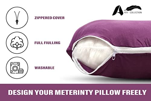 A ATH COLLECTION Pregnancy Pillow 9 FT, U Shaped Full Body Pillow, Nursing, Support and Maternity Pillow for Pregnant Women with Removable Cotton Zip Cover (9 FT, Pink) — view 5