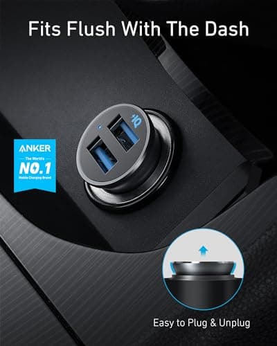 Anker Car Charger, 24W Dual USB Car Charger - Compact Aluminum Alloy, PowerDrive 2 Adapter with Blue LED - Compatible with iPhone12/11/XR/Xs, iPad Pro/Air 2/Mini, Galaxy (Excludes Quick Charge) — view 2