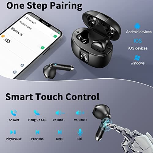 Drsaec Wireless Earbuds, 2026 NEW Wireless Headphones with 4 ENC Mic Black — view 6