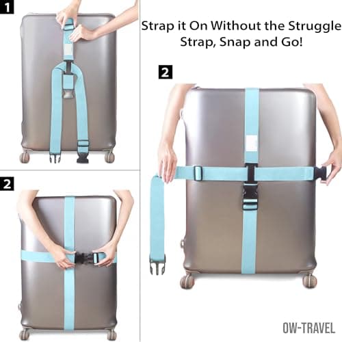 OW-Travel Personalised Cross Luggage Straps for Suitcases, Blue, 1 Pack — view 6