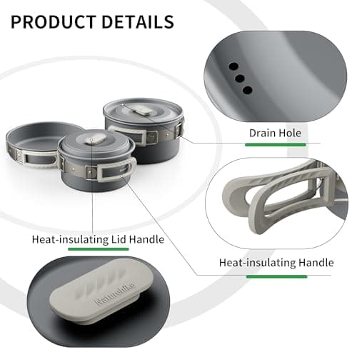 Naturehike 2-4 People Camping Cookware Kit, Non-Stick Lightweight Camping Pot and Fry Pan Set with Mesh Bag for Camping, Backpacking, Outdoor Cooking Picnic (pot) — view 4