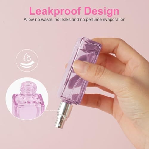 LOPHE Perfume Atomiser Refillable, 6 Pcs Mini Perfume Refill Bottles, Empty Clear Glass Perfume Atomiser Spray Bottles, Portable Atomiser with Fine Mist for Daily Business Trips,10 ml,Pink — view 4