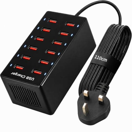 LuminexDesigns 12-Port USB Charging Station for Cordless Lamps, Black