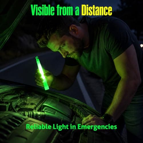 Cpeelsdo Emergency Glow Sticks 18 Pack, 6 Inch Green Glow Sticks, Up to 12Hours Glow, Glow in the Dark Light Sticks for Camping, Power Outages, Fishing, Hiking & Emergency Kit — view 6