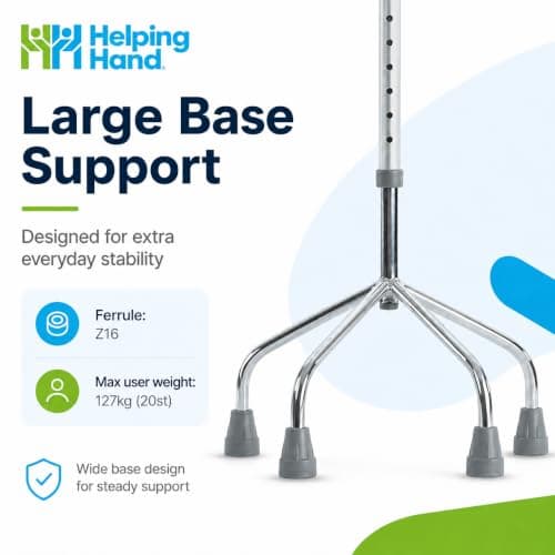 The Helping Hand Aluminium Height Adjustable Quad Cane Walking Stick — view 4